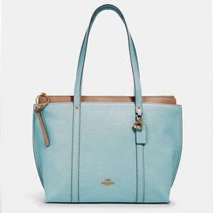 Coach May Tote Seafoam Leather NWT Blue Tan Golden Hardware